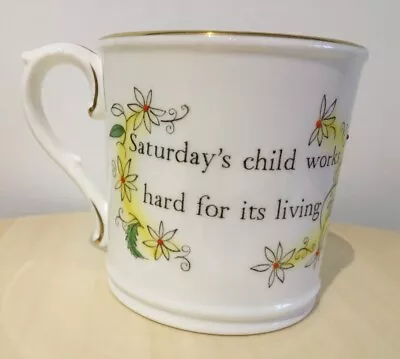 Buy Vintage ROYAL WORCESTER Birthday Mug ‘Saturday's Child’ Hand Painted Bone China • 4.90£