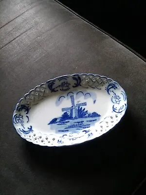 Buy Delft Ware Vintage Hand Painted Blue Windmill Oval Bowl (78a) • 5£