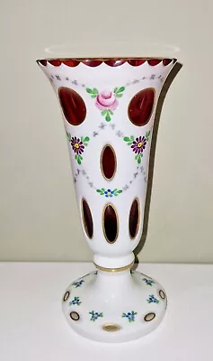 Buy Vintage Bohemian Czech Cased Glass Overlay Vase • 30£