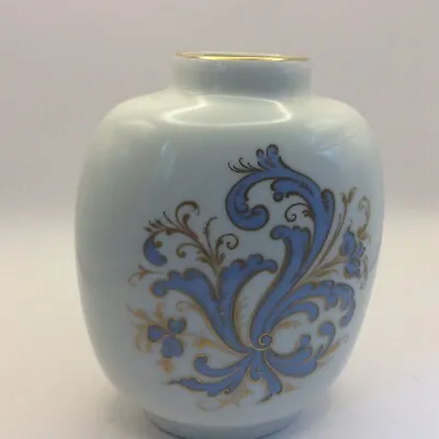 Buy Porsgrund Norway Pottery Blue And Gold Porcelain Vase • 32.99£