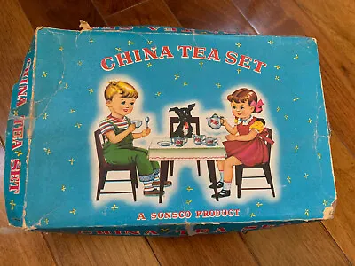 Buy Sonsco Antique Child's Ceramic Tea Set China New In Box Toy Play Set 1950’s • 28.49£