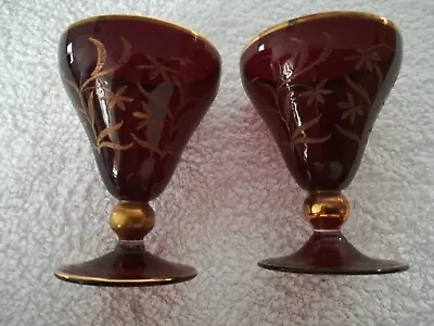 Buy Ruby Red Czech Wine Glasses 2 7,5x6cm Very Good Condition • 10.50£