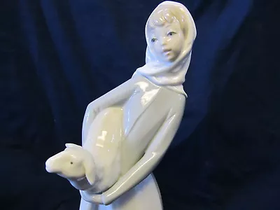 Buy Lladro Spain Tall Pretty Young Girl Holding Lamb # 4584 Figurine 11” Xlnt Cond • 53.16£