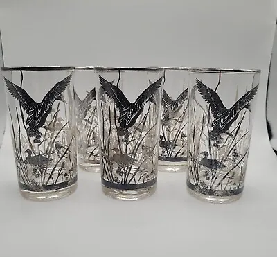 Buy Vintage 1930s Rockwell Sterling Silver Ducks And Reeds Highball Glasses Set Of 5 • 80.33£