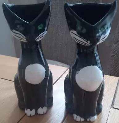 Buy Two Small Collectable Vintage Pottery Ceramic  Portugal Cats Vase / Jugs   • 10£