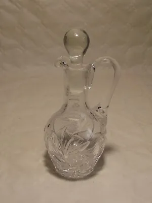 Buy Vintage Cut Crystal Glass Round Oil/Vinegar Decanter Bottle With Stopper • 8.99£