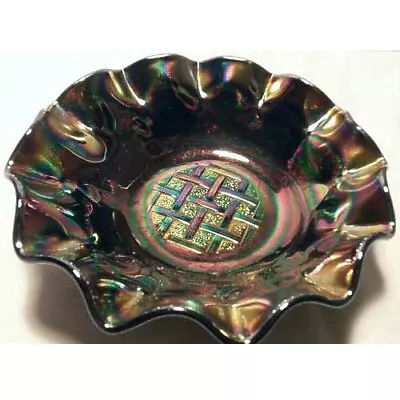 Buy Antique Crown Crystal Australia Black Amethyst Carnival Glass Bowl • 85£