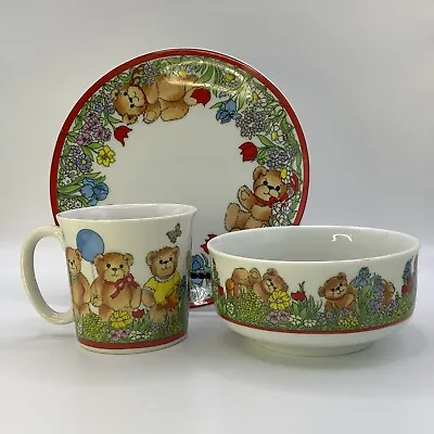 Buy Vintage Enesco Lucy And Me Child Dish Set Bears 3 Pc Cup Bowl Plate 1981 Boxed • 16.26£