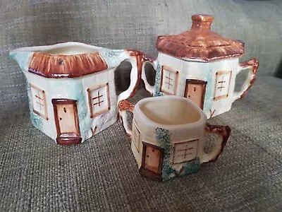 Buy 3 X Piece Set Of KSP Keele Street Pottery Cottage, Lidded Sugar Bowl &Jug • 12£