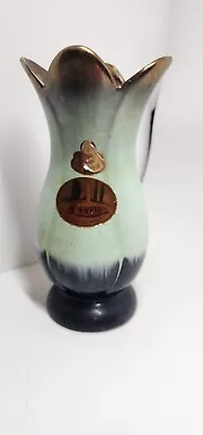 Buy Bay Keramik West Germany Vase  Scalloped Gold Rim Drip Glazed Small 7  Crazed • 24.03£