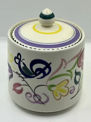 Buy Vintage Poole Pottery Preserve Pot & Lid-Hand Painted-Cockerel/Flowers-11cm High • 8.99£