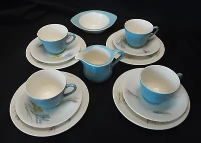 Buy Vintage 14 Peices 1950's Figgjo Flint Norway Crocus Pattern Part Tea Set • 25£