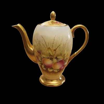 Buy Old Foley Bone China Coffee Pot Signed A Taylor Painted Fruits And Gold • 200£