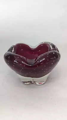 Buy Whitefriars Ruby Red Molar Controlled Bubble Glass Lobed Bowl Vase 9409 • 28£