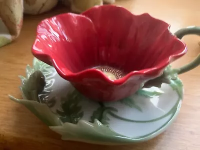 Buy 🕊 Franz Porcelain Beautiful Red Poppy Cup And  Saucer  FZ00799 Collectable Item • 65£