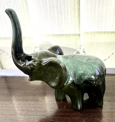Buy Vintage Blue Mountain Pottery Canadian Green Drip Glaze - Small Elephant • 15£