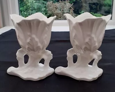 Buy 2 Crown Staffordshire White Fine Bone China Posy Vases In Excellent Condition  • 9.99£