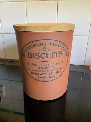 Buy Henry Watson Pottery ~ The Original Suffolk Cannister ~ Biscuits ~ Wooden Lid • 12.99£