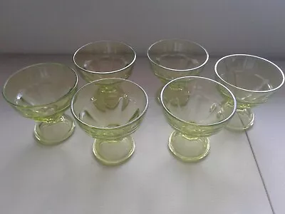 Buy Depression Glass Green Sherbet Dessert Bowls X6.Stunning. Great Condition  • 27£