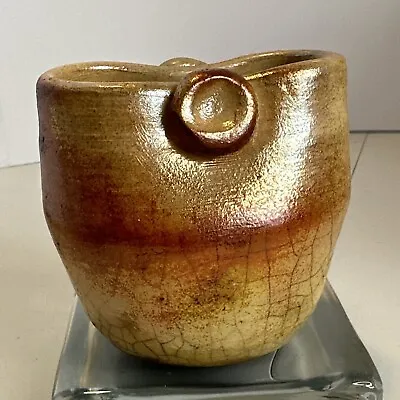 Buy Raku Stoneware Pottery Pot Vase Signed Teri ? Orange/Copper Lava Type Glaze 3.7” • 48.15£