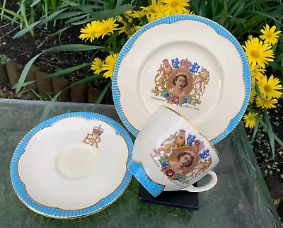 Buy Clarice Cliff 1952 Coronation Queen Newport Trio Cup & Saucer & Side Plate • 49.99£