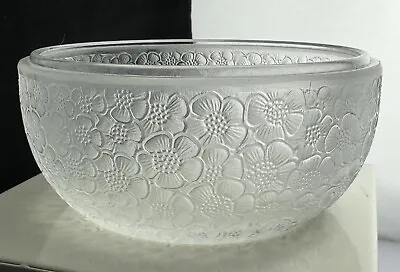Buy Lalique France Frosted Crystal Bowl W Floral Design VTG  • 196.90£