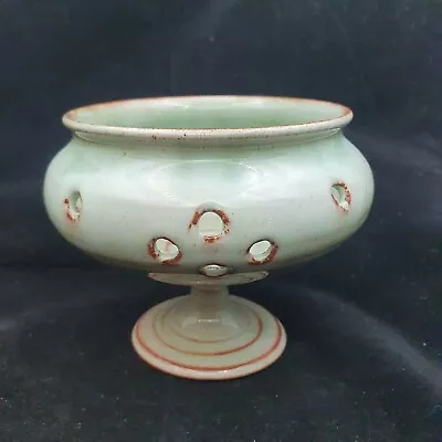 Buy Vintage Studio Pottery Woburn Footed Bowl Potpourri Mint Green Reticulated  • 11.50£