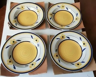 Buy 4no Lovely Italian Style Blue,yellow/cream Detailing 21.00cm (8.25 ) Dia Bowls • 14£