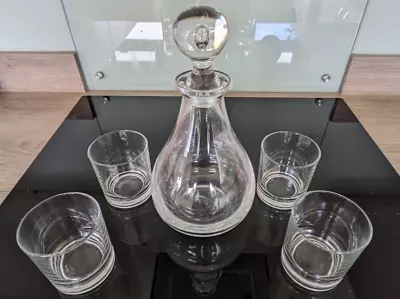 Buy Clear Glass Tear Drop Decanter And Glass Stopper 2 Pints Capacity With Glasses • 24£