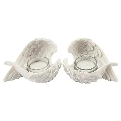 Buy Set Of 2 Guardian Angel Winged Tea Light Candle Holders Home Decorative Ornament • 9.30£