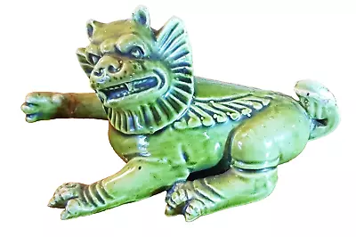 Buy Antique Green Lion Dog Pottery Figure Attributed As Japanese Meiji Period C1900 • 25£