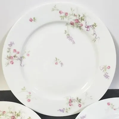 Buy 3 Vintage Old Abbey Limoges France Dinner Plates Pink Roses Flowers 9 3/4  Dia • 11.44£