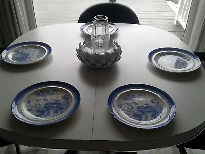 Buy FIVE Antique RARE W.T. Copeland & Sons LG. Blue@White Blue Willow DINNER PLATES • 55.89£