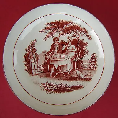 Buy Pearlware Saucer Printed Tea Party C1830 • 22£