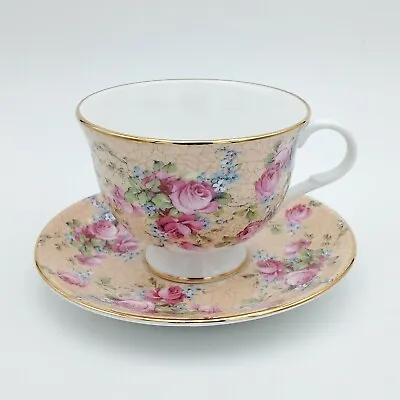 Buy Royal Grafton England Rose Crackle Fine Bone China Tea Cup & Saucer • 23.66£