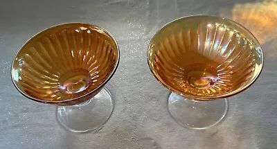 Buy Imperial Champagne Glasses Smooth Rays Marigold Carnival Glass 1920's Toasting • 11.27£