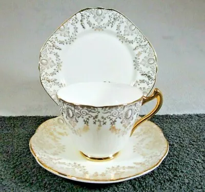 Buy Lovely Vintage WRM Burslem Crystal Bone China Cup Saucer Plate Trio White Gold  • 5.95£