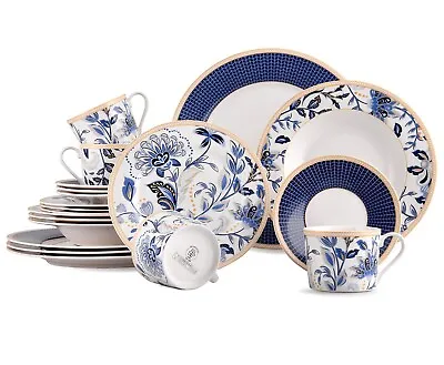 Buy 20pc Melodie De Fleurs Bone China Dinner Tea Set Porcelain Dinnerware Blue Plate • 144.12£