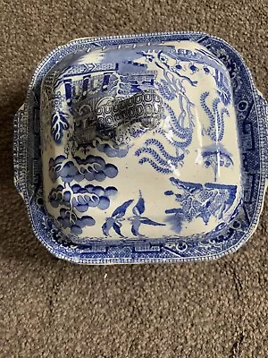 Buy Antique Blue And White Transfer Ware Willow Pattern Tureen • 15£