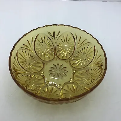Buy Anchor Hocking Medallion Honey Gold Glass Bowl Star Vintage 8 Inches • 9.50£