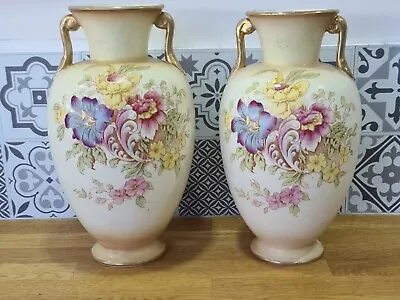 Buy Pair Of Antique Vintage Large Royal Devon Blushware Vases  • 49.99£