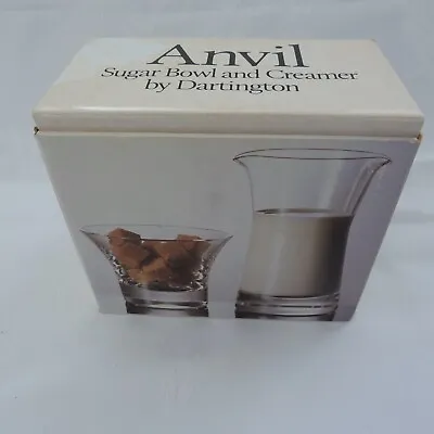 Buy Vintage Dartington ‘Anvil” Glass Sugar Bowl And Milk/Creamer NIB • 19£