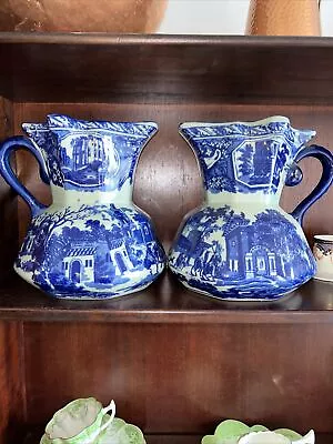 Buy A Pair Of Vintage Victoria Jug Ware Ironstone Blue White • 10£