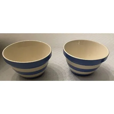 Buy 2 Cornishware Bowls Original Blue White Pudding Basin By T.G. Green 20oz Striped • 53.08£