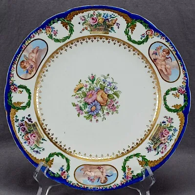 Buy Sevres / Paris Hand Painted Floral Baskets Cherubs King George IV Service Plate • 11,823.38£