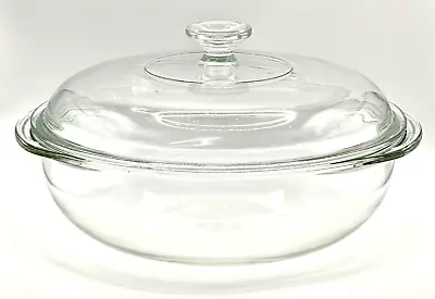 Buy Pyrex Bowl 026 Clear Glass 3 Qt Casserole With Lid USA Tab Handles Vintage D • 38.41£