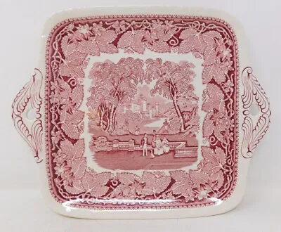 Buy Masons Vista Pink (Red) 11  Square Cake Plate 2-Handled Excellent Condition • 60.05£