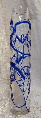 Buy  Czech Art Glass Vase Trailed In Cobalt Blue  Simple Yet Elegant • 29£