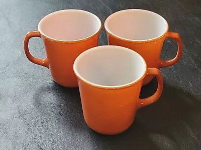 Buy Lot Of 3 Vintage Pyrex Burnt Orange Coffee Cup Mugs 10 Oz Corning Ware • 14.16£