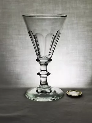 Buy Antique Georgian Blown Regency Glass Wine Glass Bladed Knop Bevelled Pontil VGC • 18£